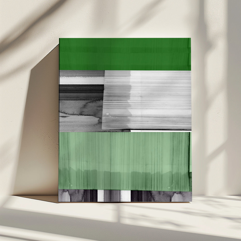 Abstract Zwart Wit Groen Grijs 1 | Canvas