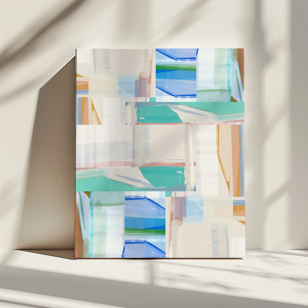 Blue Green Shapes No1 | Canvas
