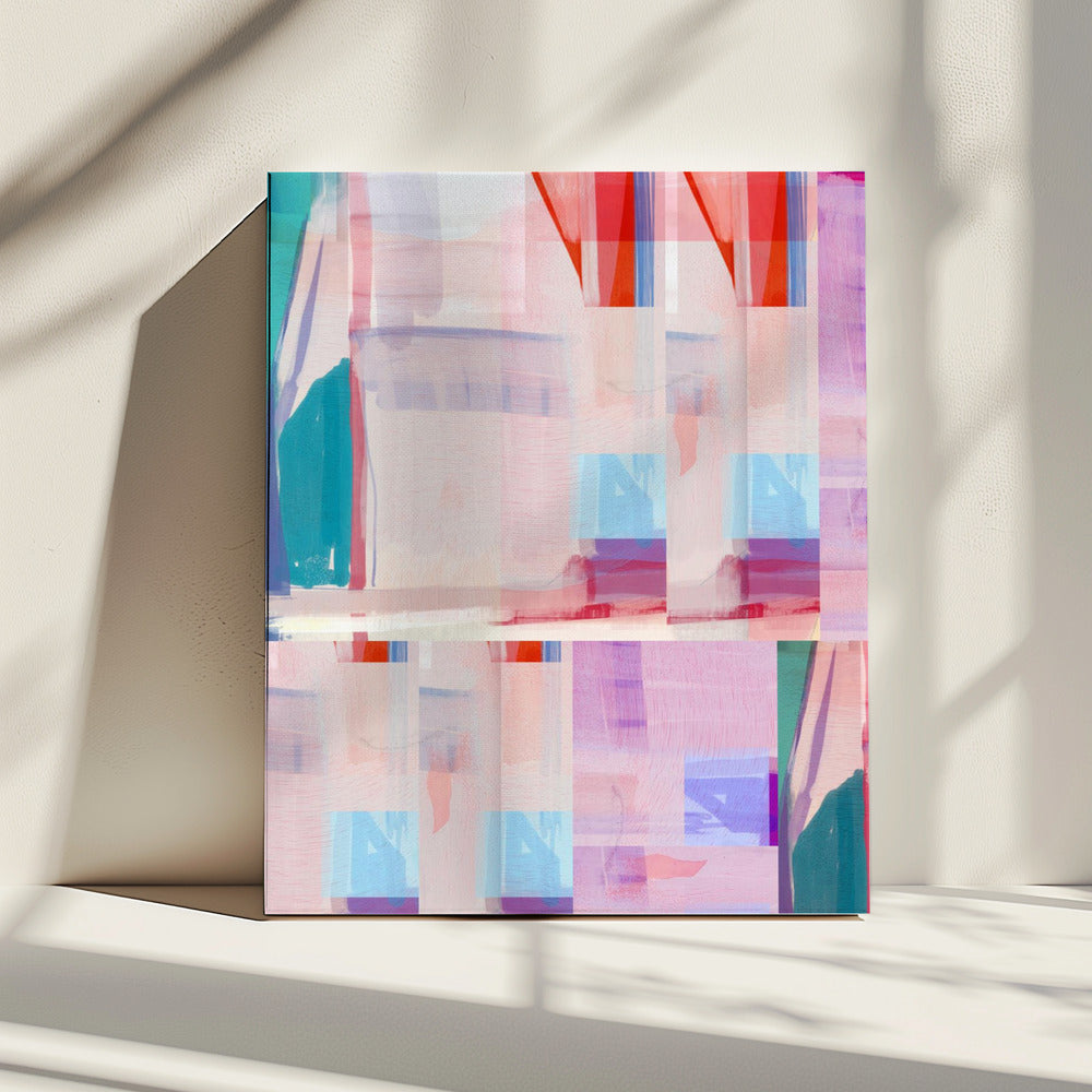 Blauwroze vormen nr. 1 | Canvas