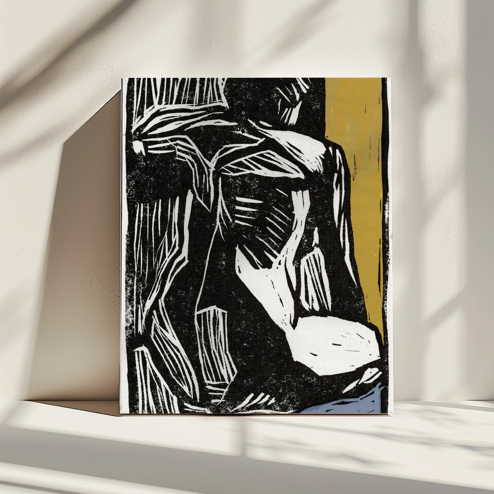 Naakt bij raam | Canvas