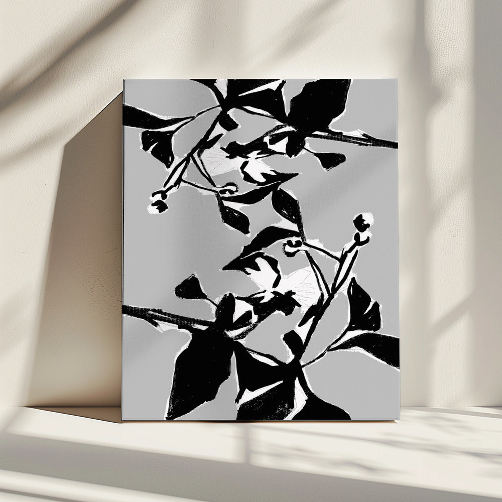 Zwart bloemensilhouet 1 | Canvas