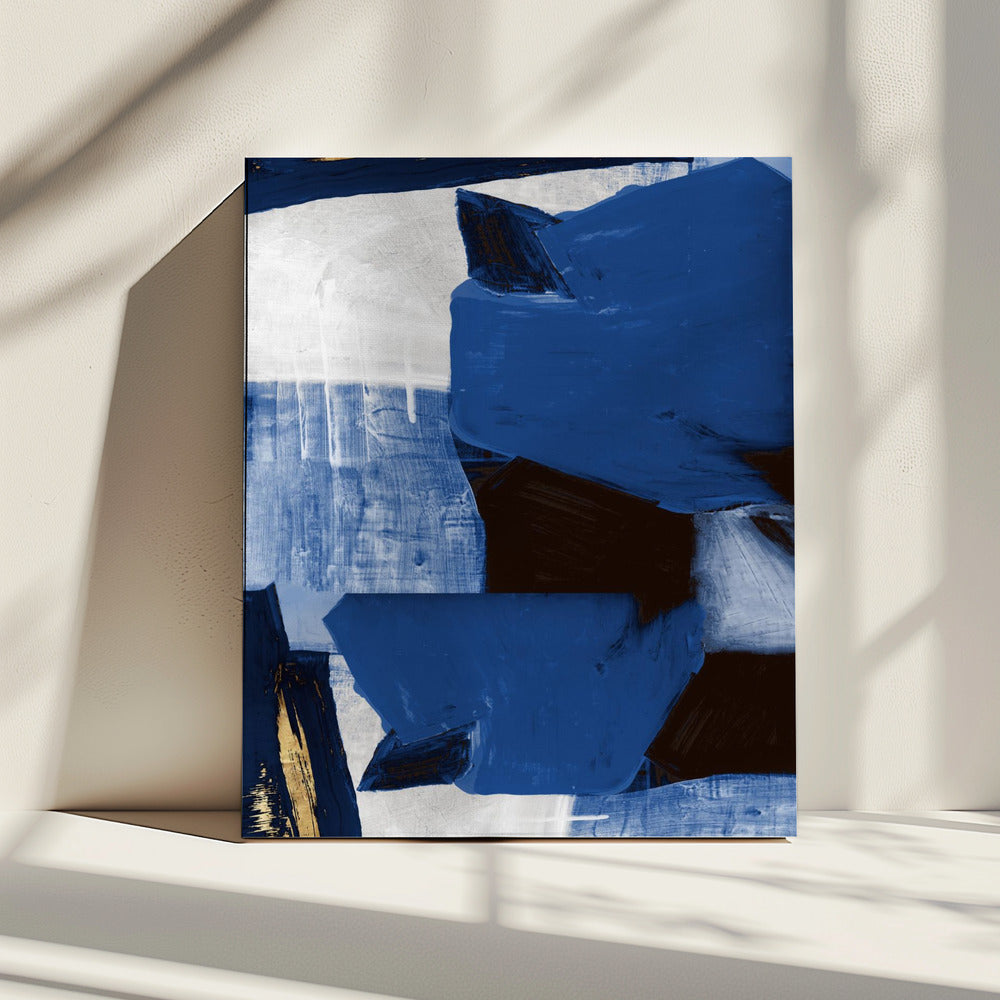 Marineblauwe gouden vormen 2 | Canvas