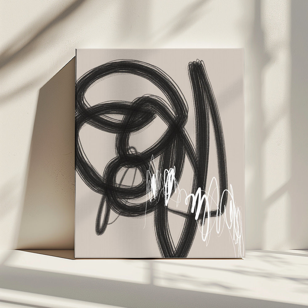 Vegende zwart-witte lijnen | Canvas