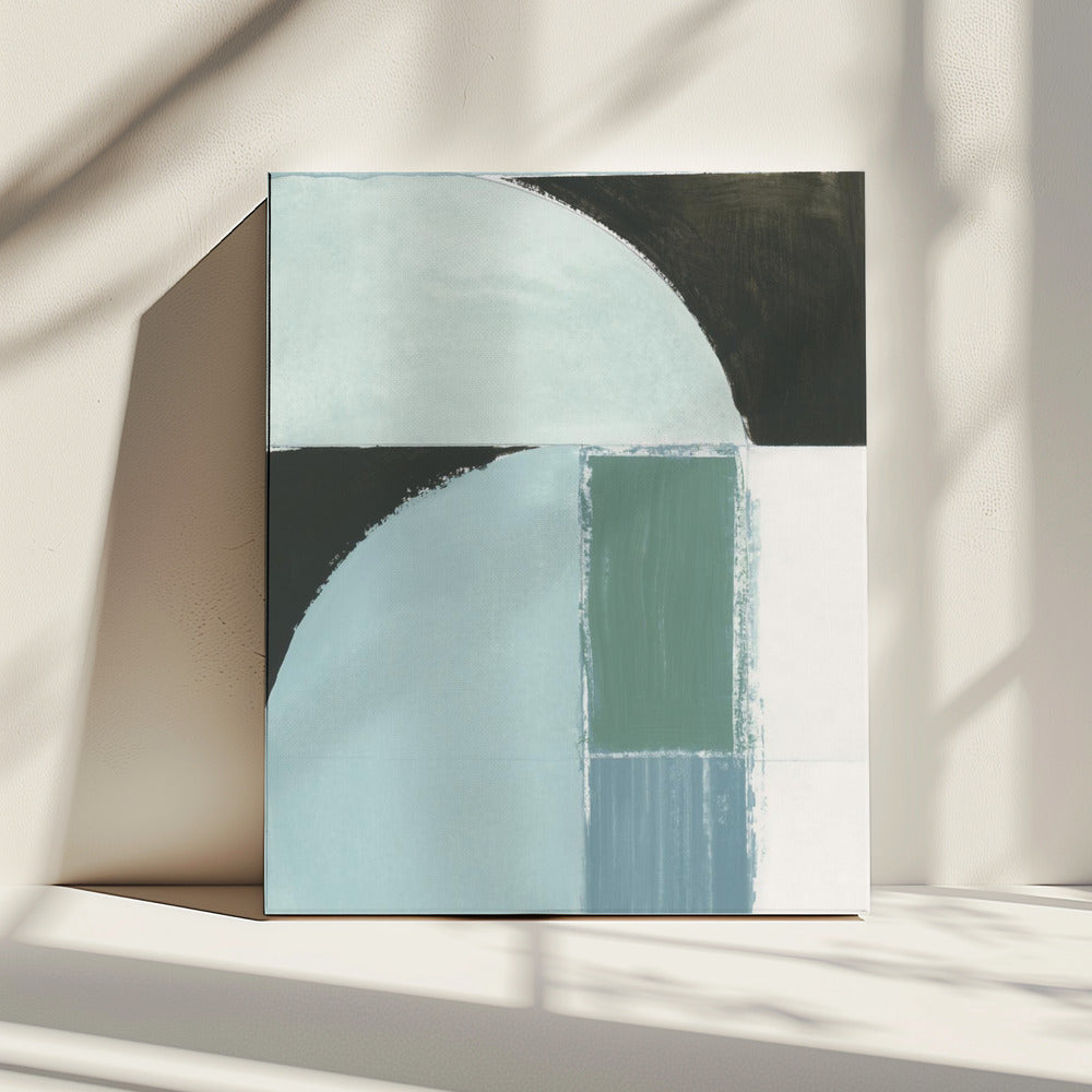 Abstracte blauwe vormen nr. 1 print | Canvas