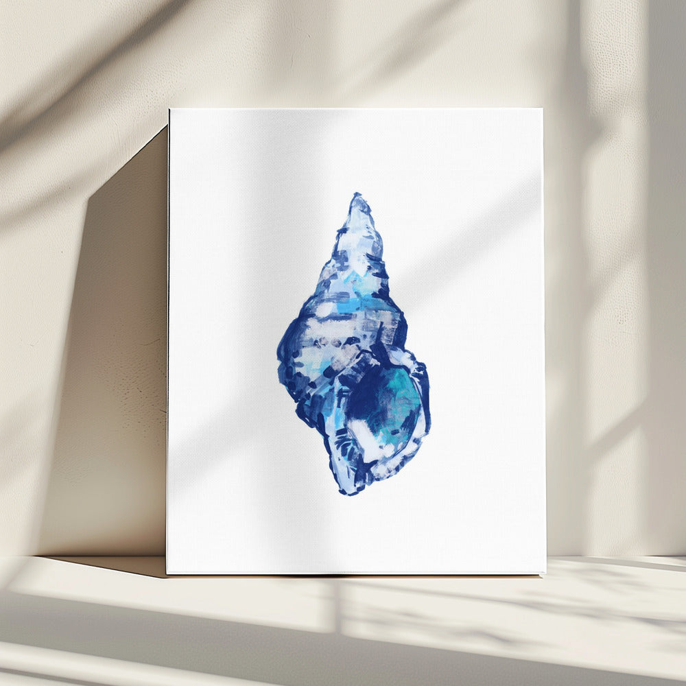 Blauwe schelp op witte achtergrond nr. 2 | Canvas