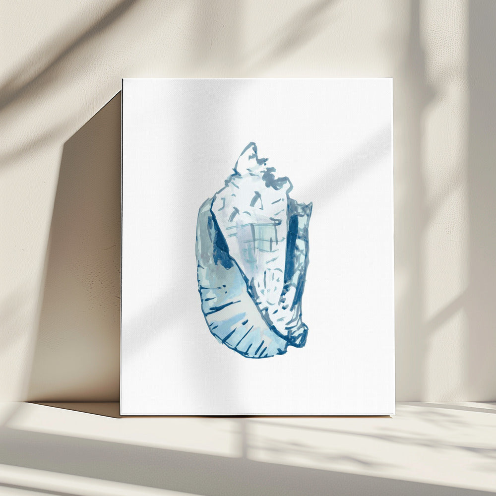 Blauwe schelp op witte achtergrond nr. 6 | Canvas