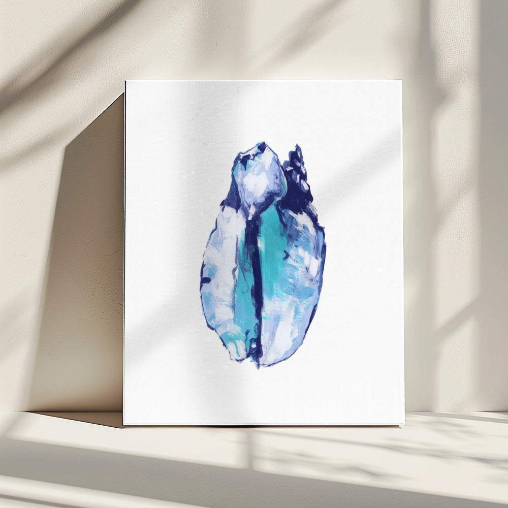 Blauwe schelp op witte achtergrond nr. 5 | Canvas