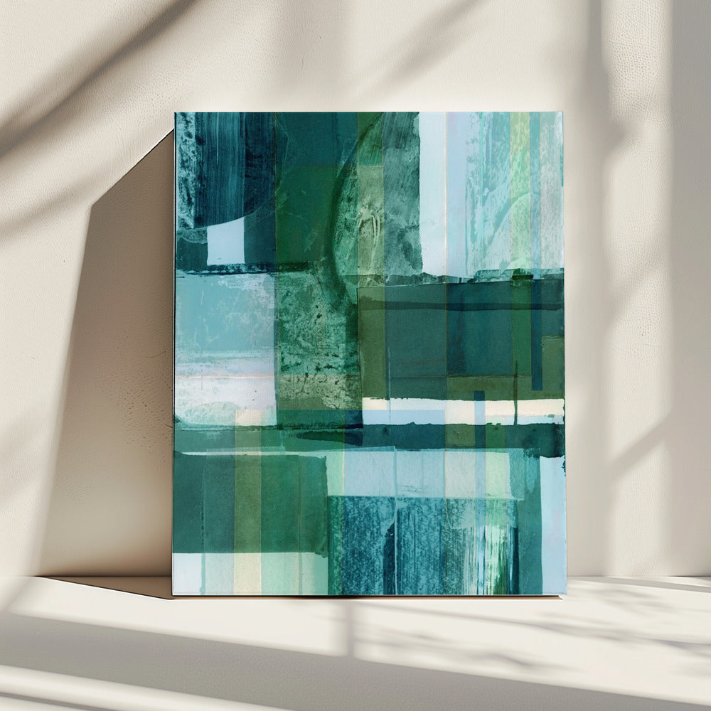 Abstracte tinten blauw en neutraal 2 | Canvas