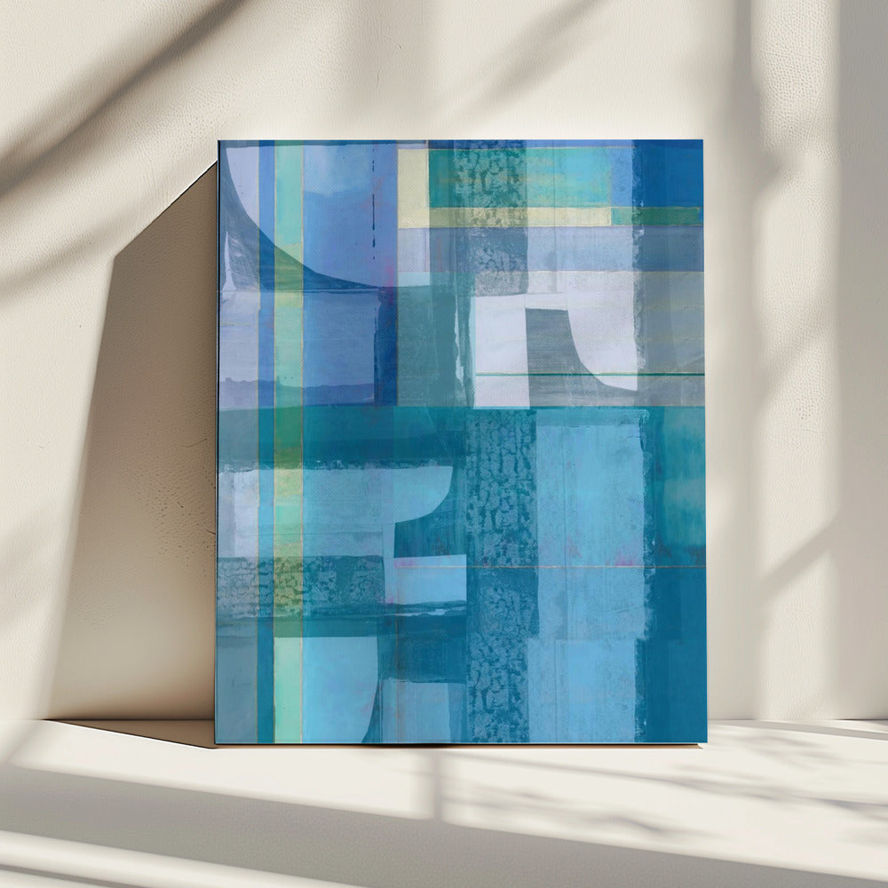 Abstracte tinten blauw en neutraal 4jpg | Canvas