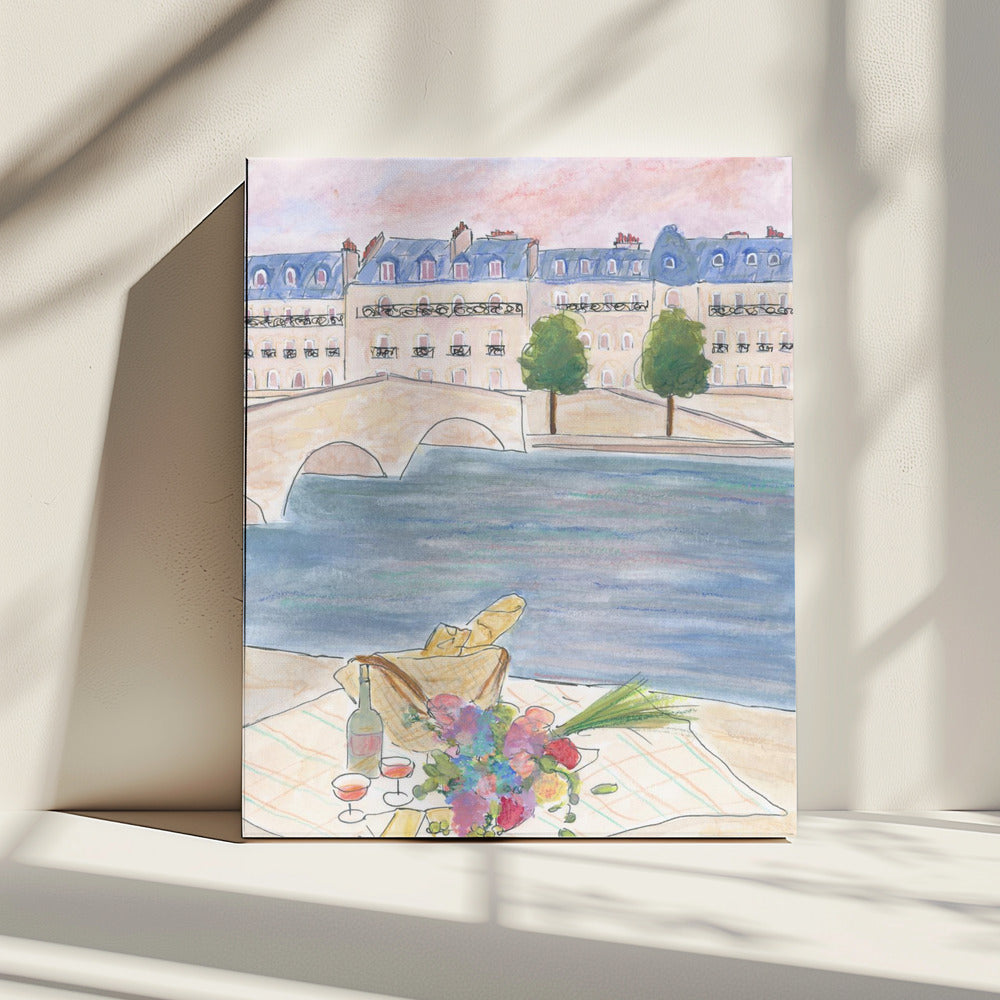 Parijse picknick aan de Seine | Canvas