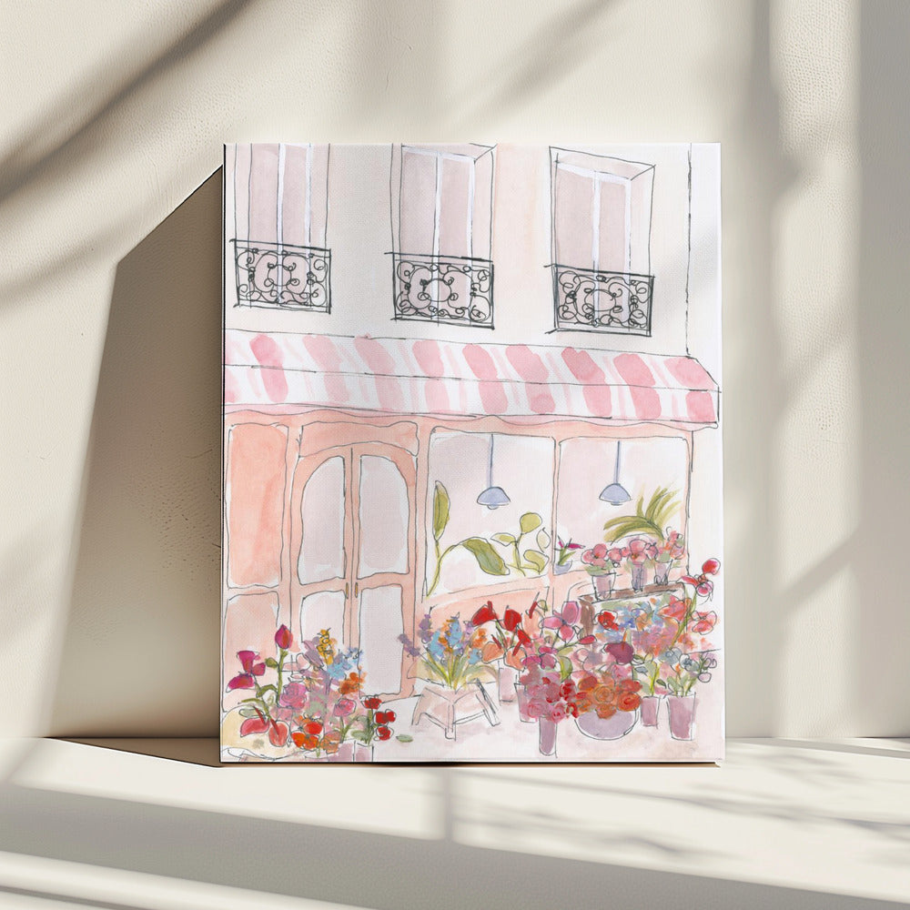 Roze bloemenwinkel | Canvas