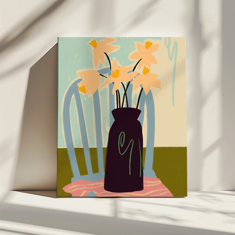 Minimalistisch stilleven met bloemen | Canvas