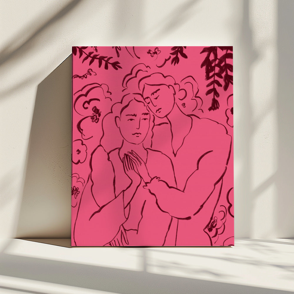 Hand in hand roze | Canvas