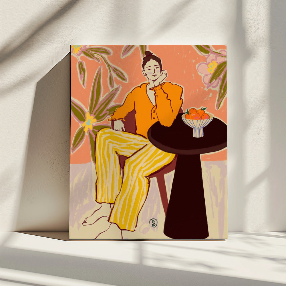 Vrouw met sinaasappels | Canvas