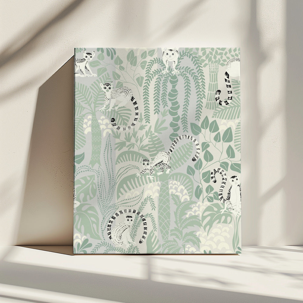 Jungle avontuur zacht saliegroen patroon | Canvas