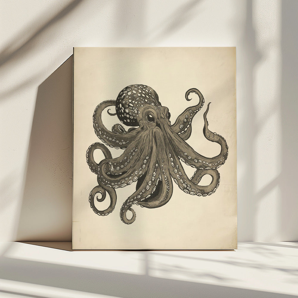 Octopus vintage handgeschilderd | Canvas