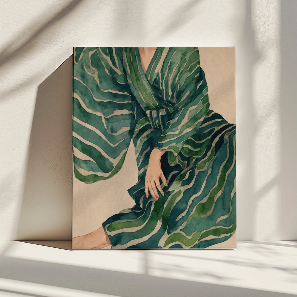 Groene Kimono Flow | Canvas