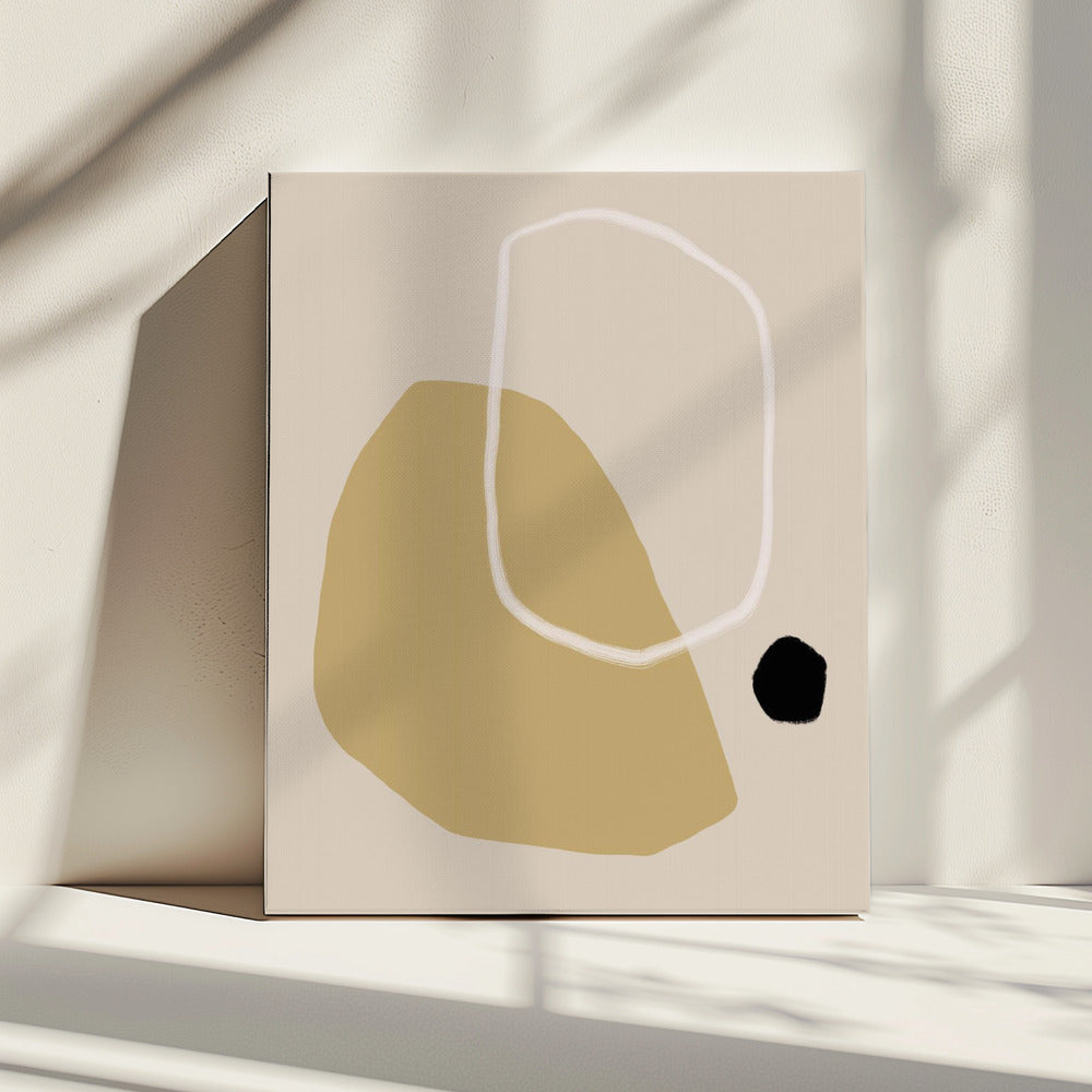 Beige en zwarte geometrische vormen | Canvas