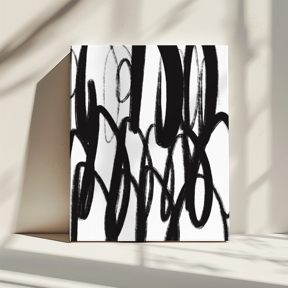 Zwart-witte penseelstreken | Canvas