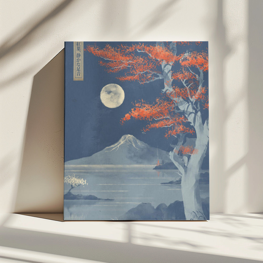 Karmozijnrode bladeren, stille stappen | Canvas