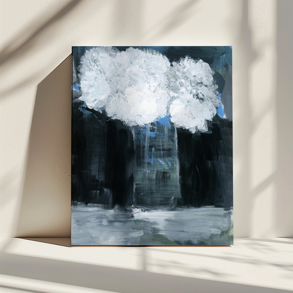 Witte sneeuwbal Viburnum in vaas op zwarte achtergrond | Canvas