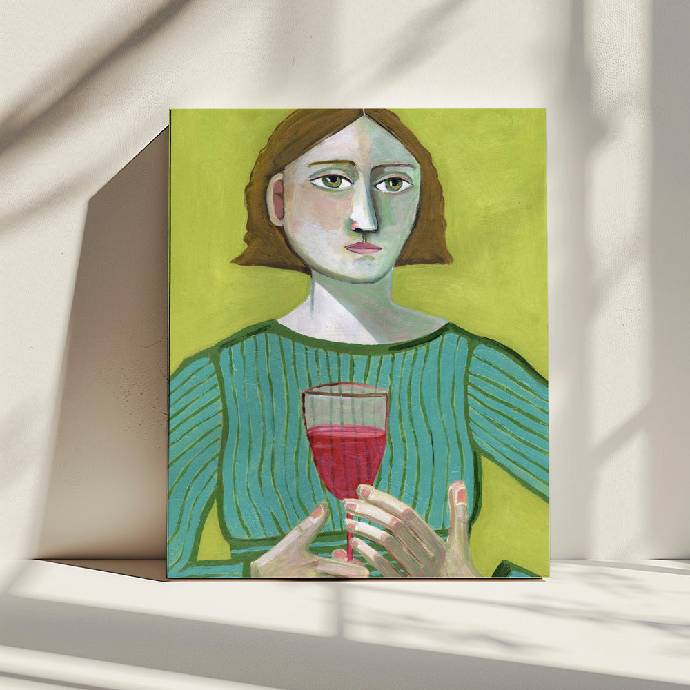 Dame met rode wijn | Canvas