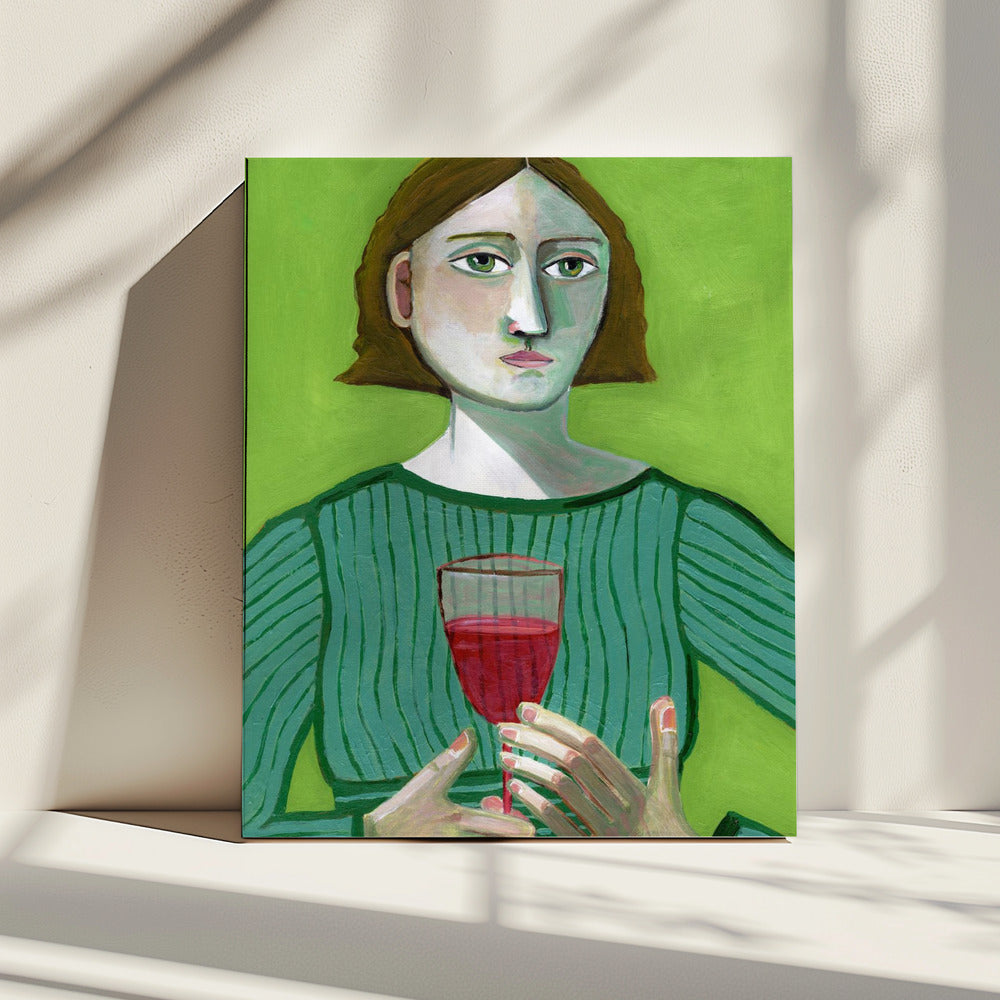 Dame met rode wijn | Canvas