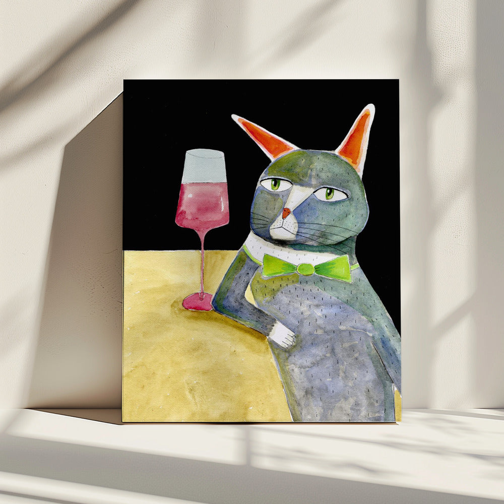 Bar Cat with Bow Tie | Canvas