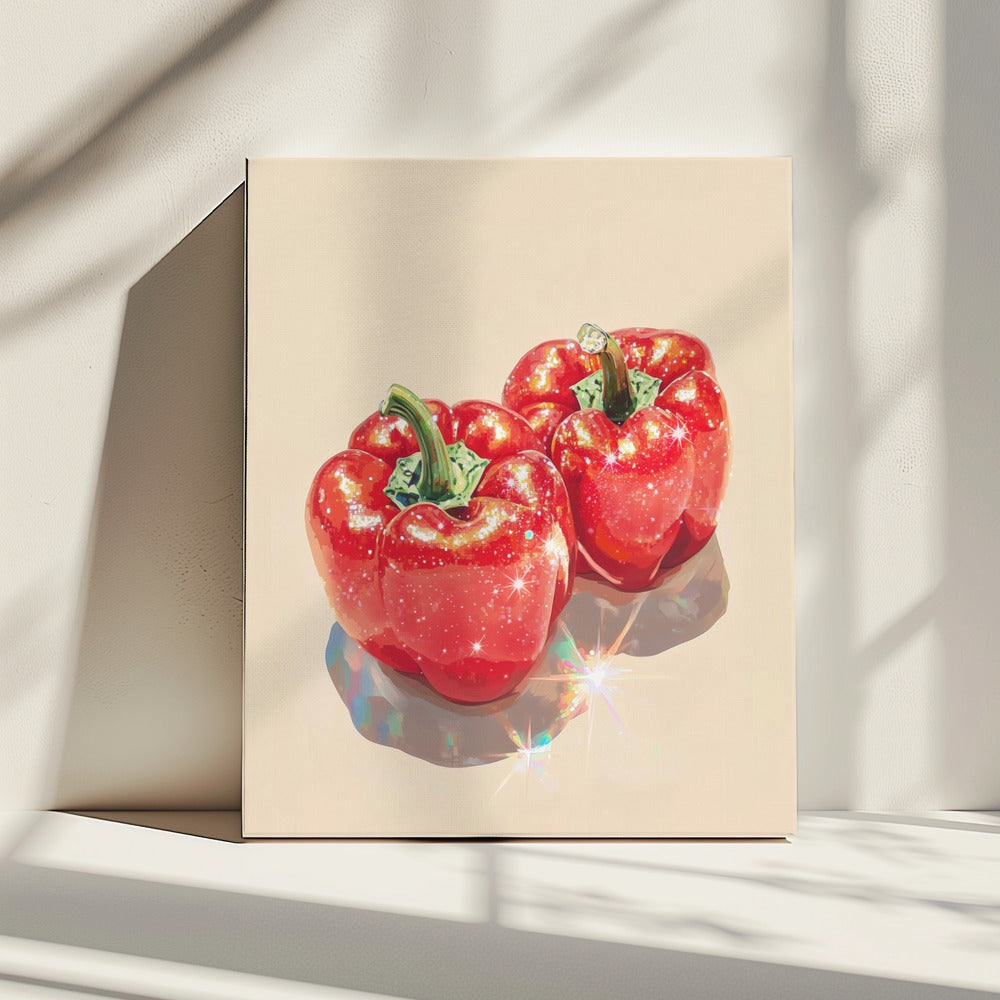 Fonkelende rode paprika's | Canvas