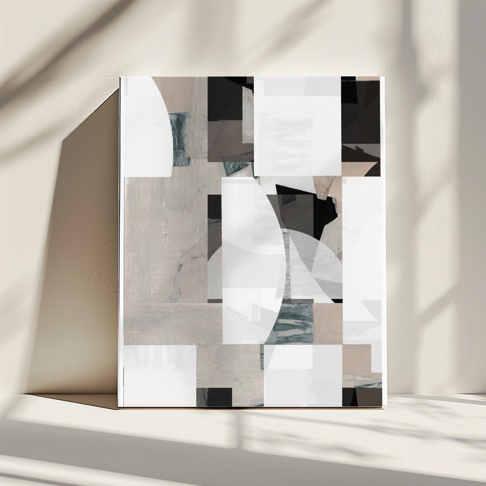 Abstracte Mocha Zwart Wit Compositie Nr. 1 | Canvas