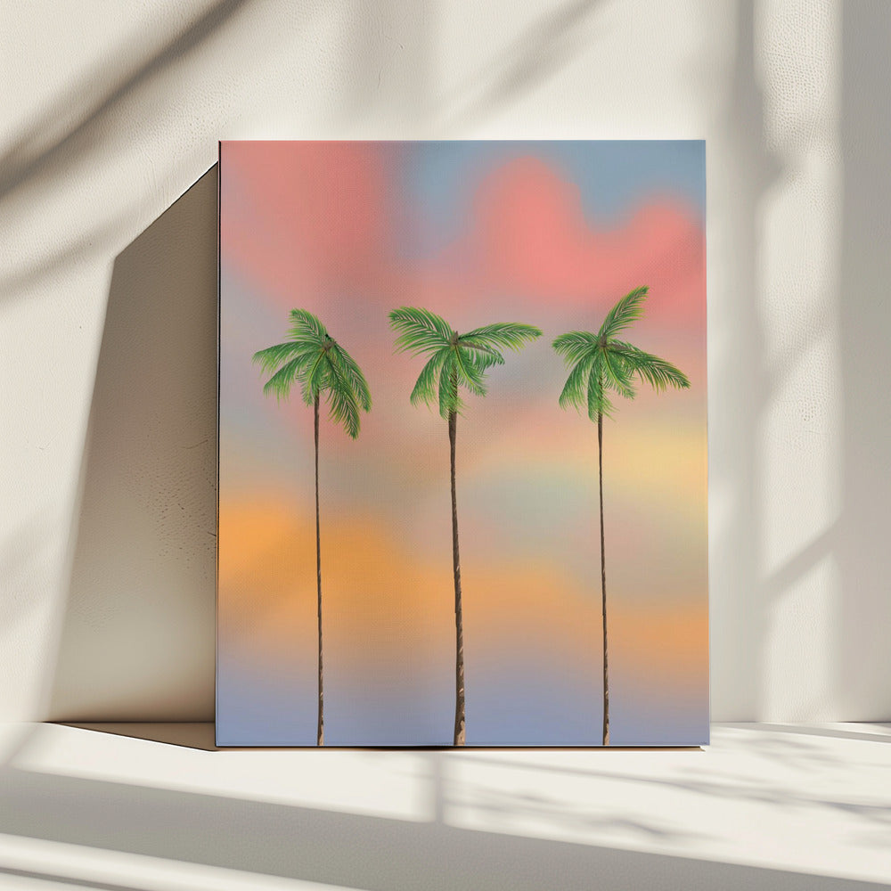 Drie hoge palmbomen | Canvas