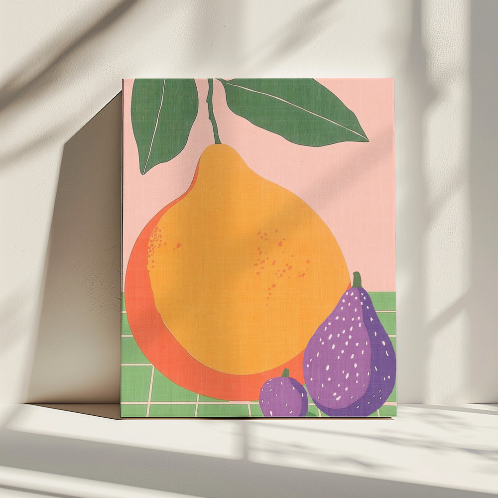 Fruitillustratie Peer en Vijgen | Canvas