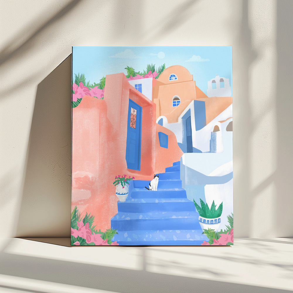 Santorini Straat | Canvas