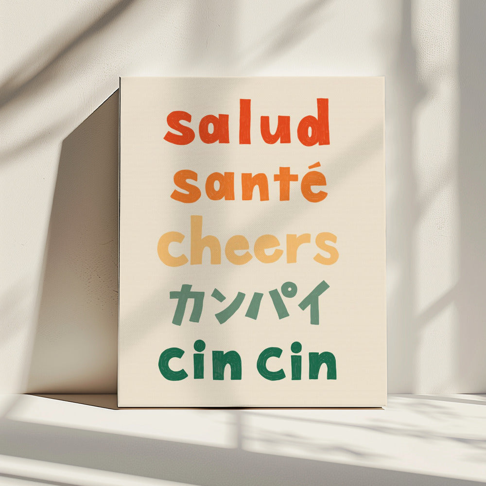 Proost typografie - Salud Santé Proost Kanpai Cin cin | Canvas