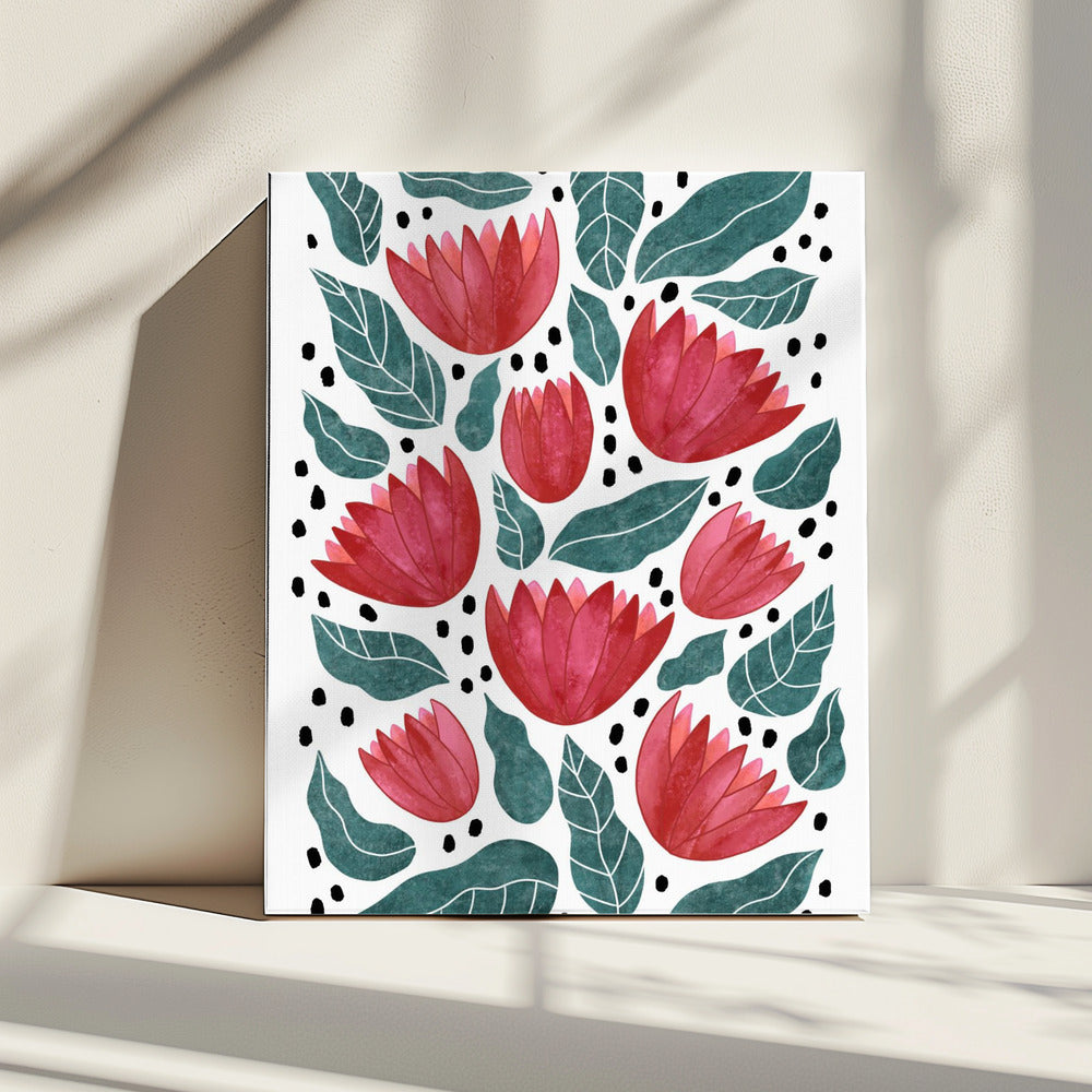 Rode bloemen II | Canvas