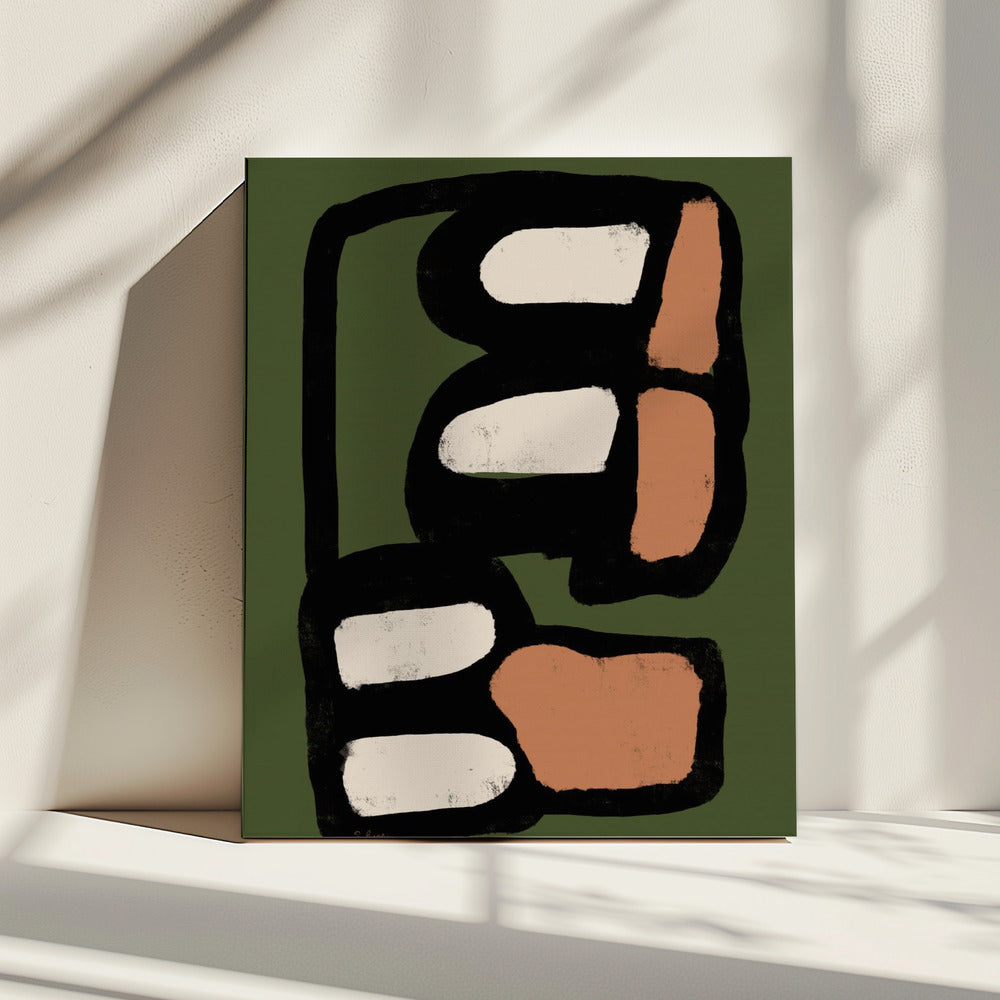 Ovaal abstract groen | Canvas
