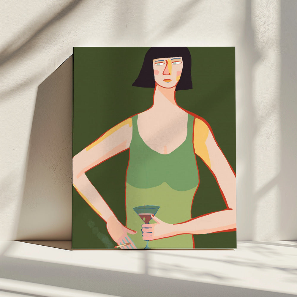 Lady with cocktail | Canvas