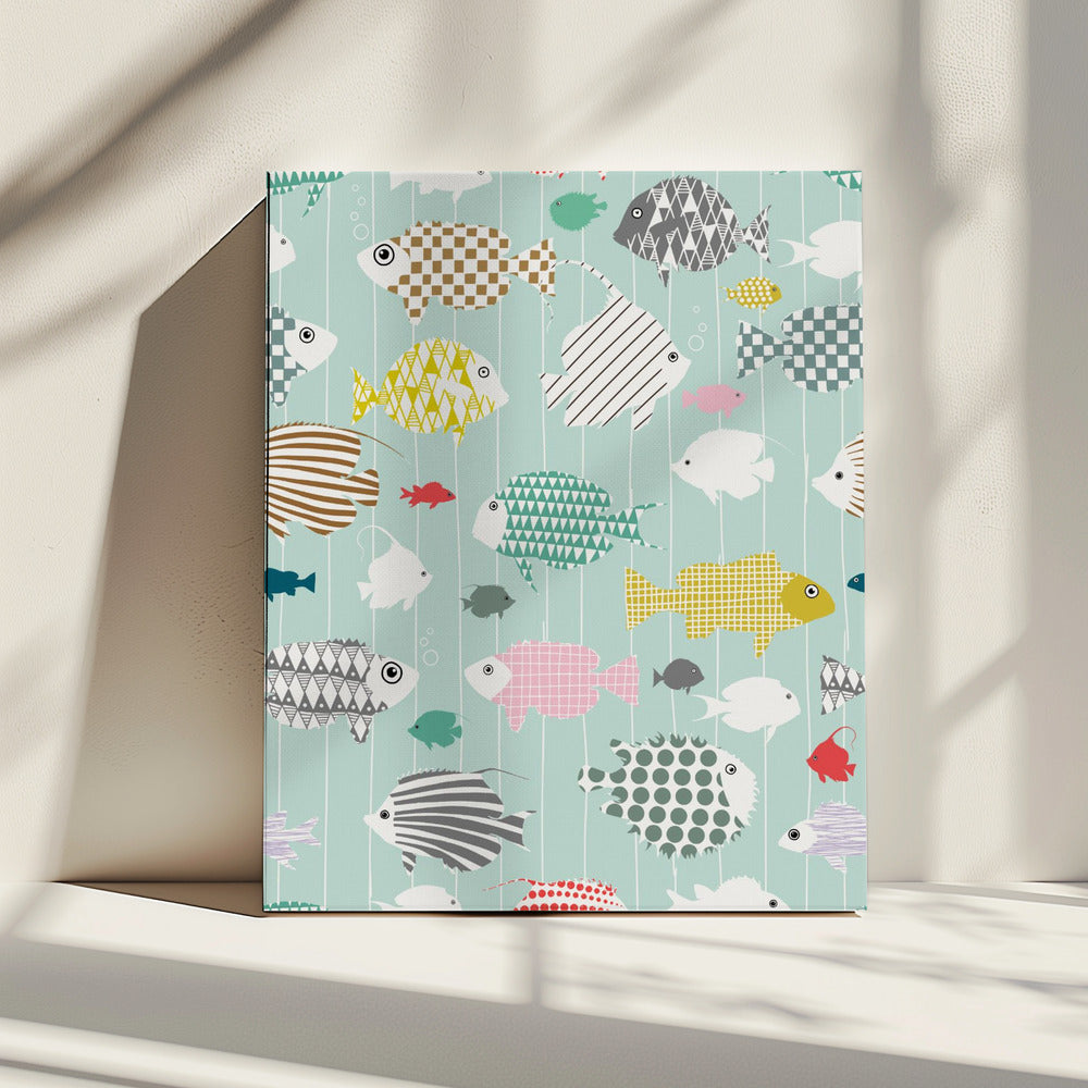 Verse vis op muntpatroon | Canvas