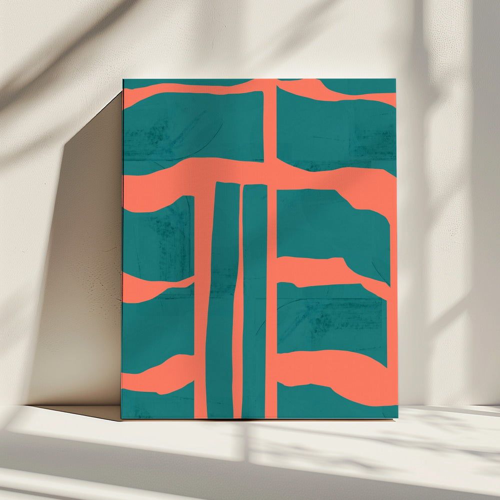 Turquoise & Coral Abstraction 1 | Canvas