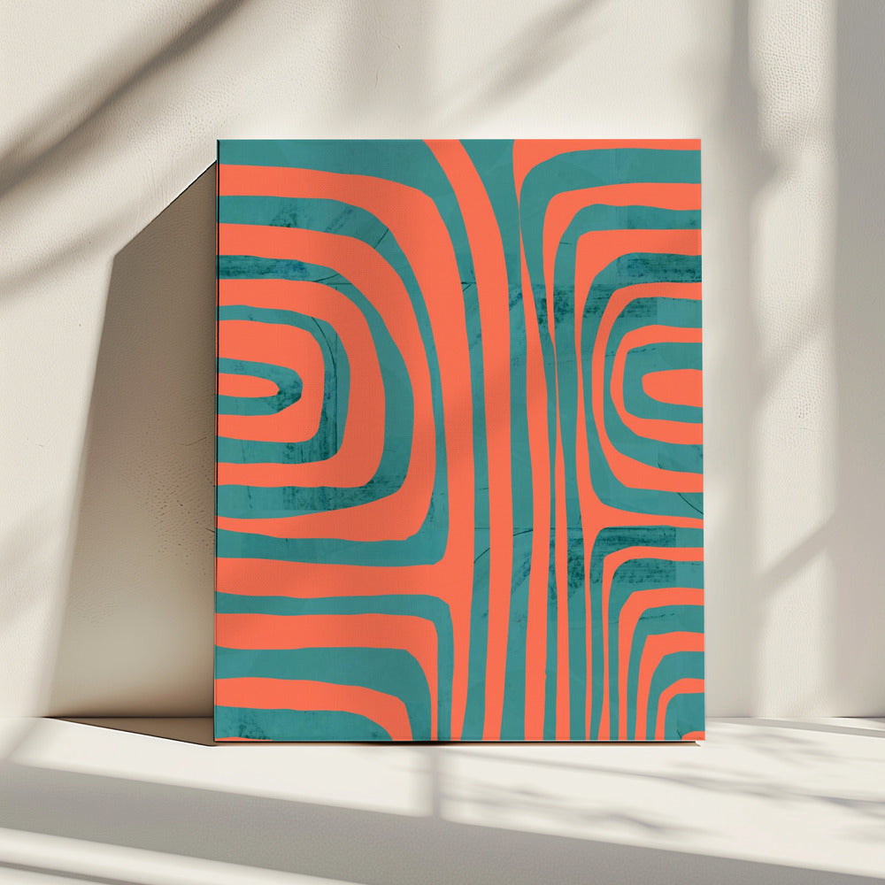 Turquoise & Coral Abstraction 2 | Canvas