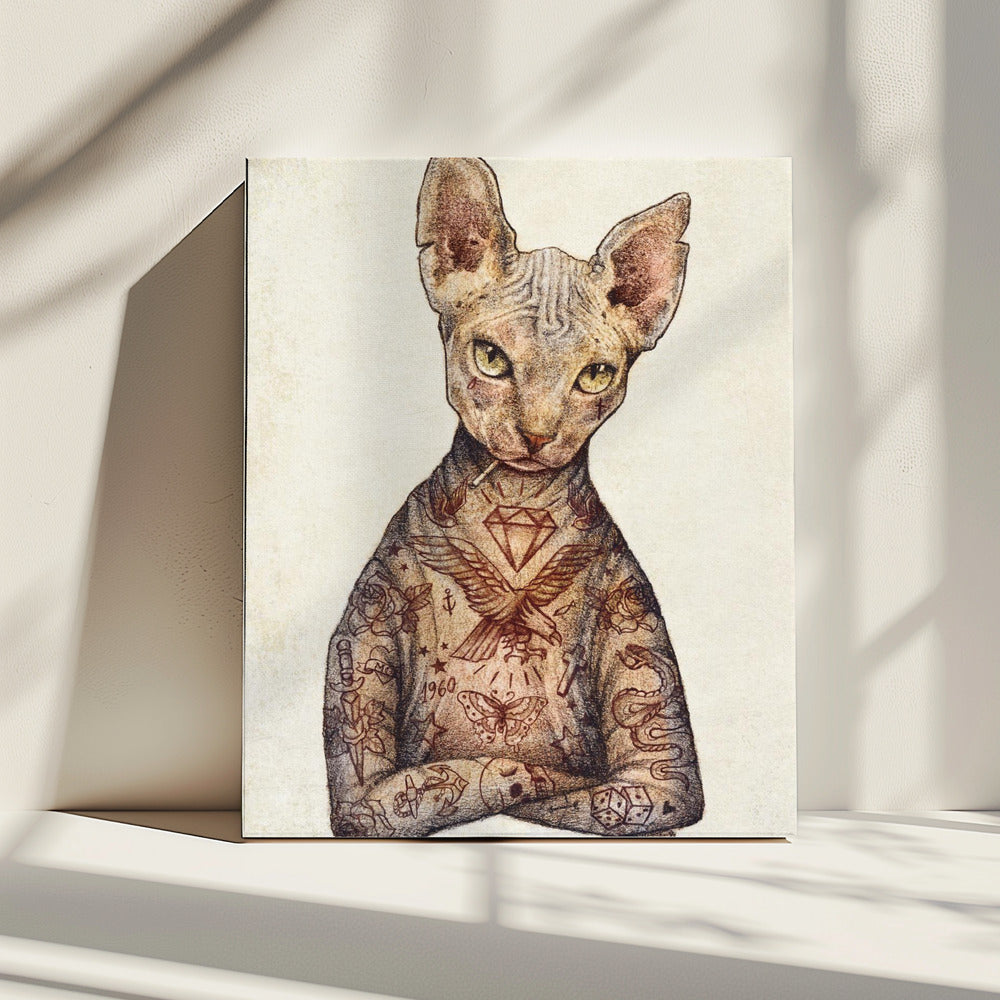 Stijlvolle tatoeage kat | Canvas