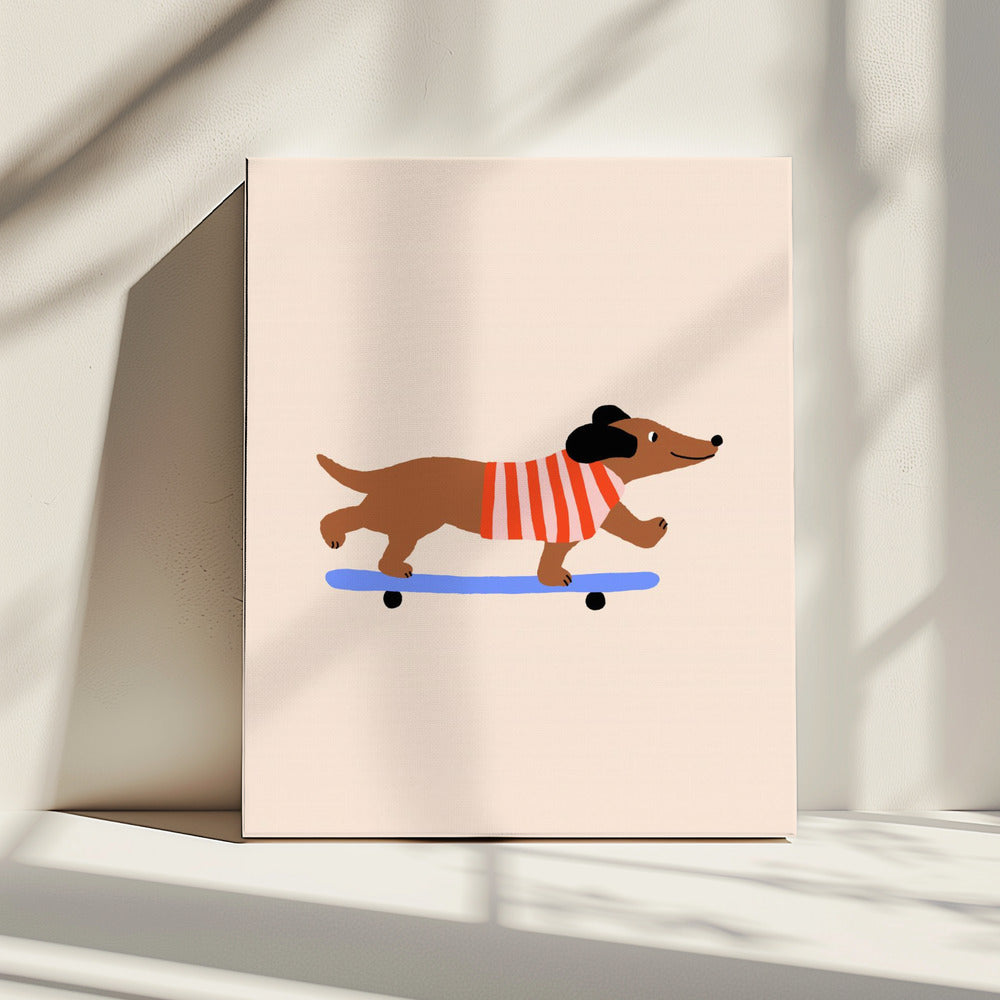 Teckel op skateboard | Canvas