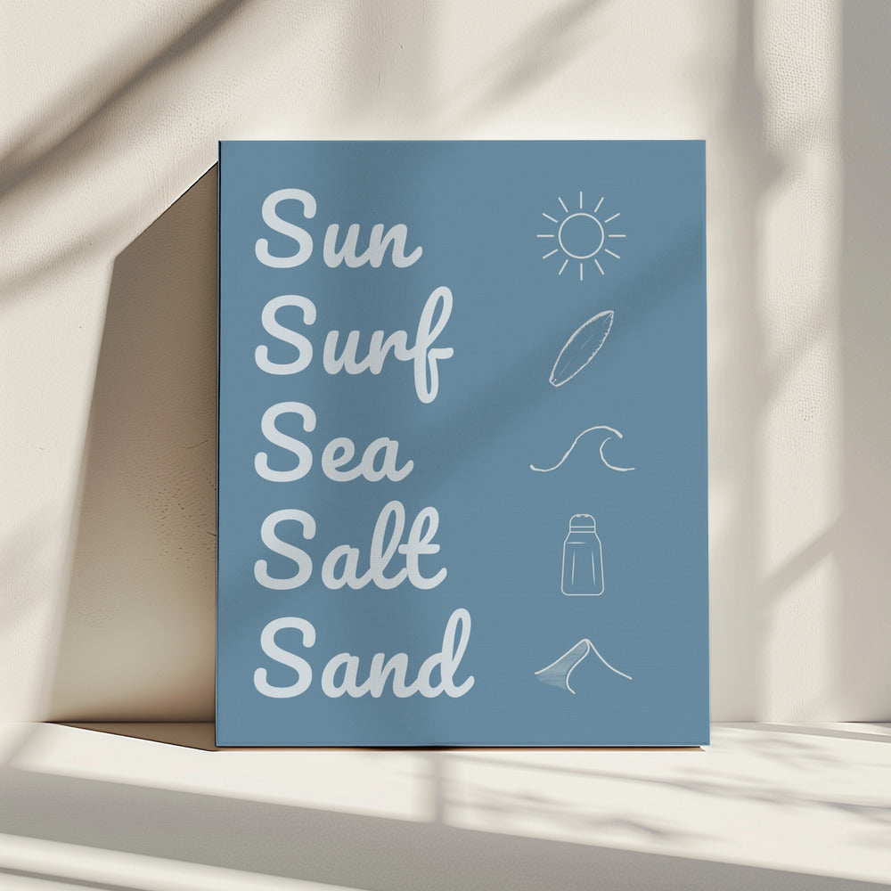Sun Surf Zeezout Zand Donkerblauw | Canvas