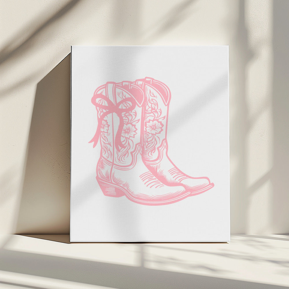 Roze cowgirllaarzen met strik | Canvas