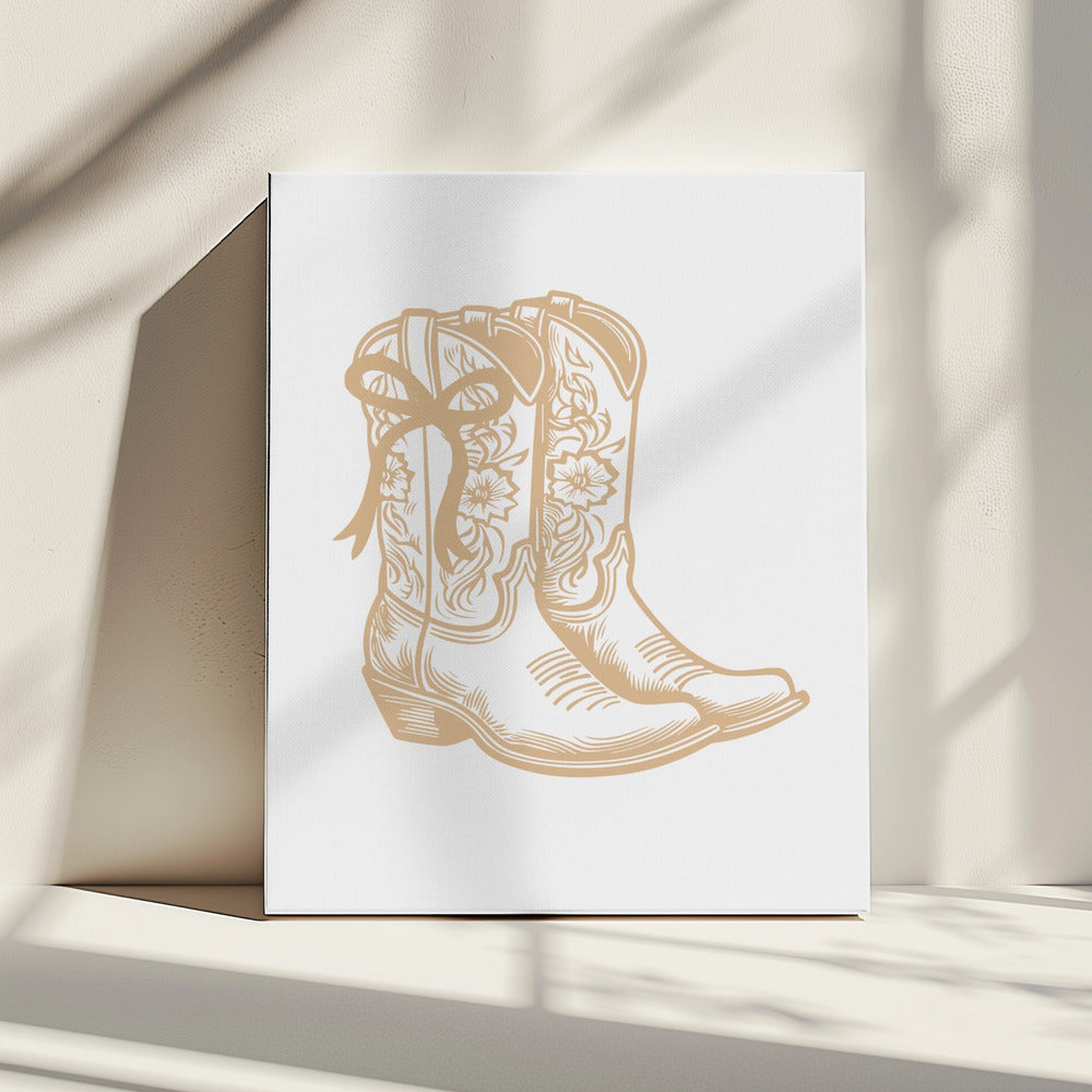 Neutrale cowgirllaarzen met strik | Canvas
