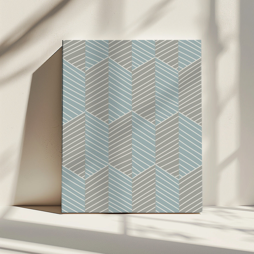 Floral Heritage visgraat grijsblauw patroon | Canvas