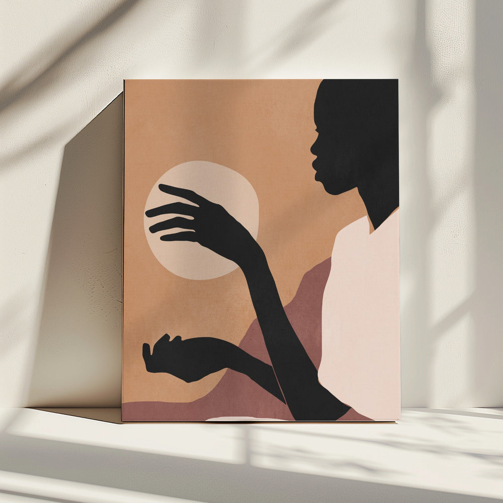 Minimalistisch abstract kunst zonsondergang meisje | Canvas