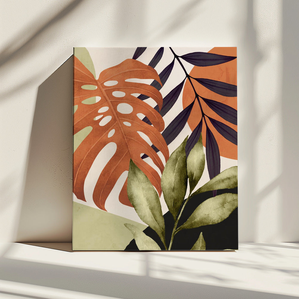 Abstracte kunst tropische bladeren | Canvas