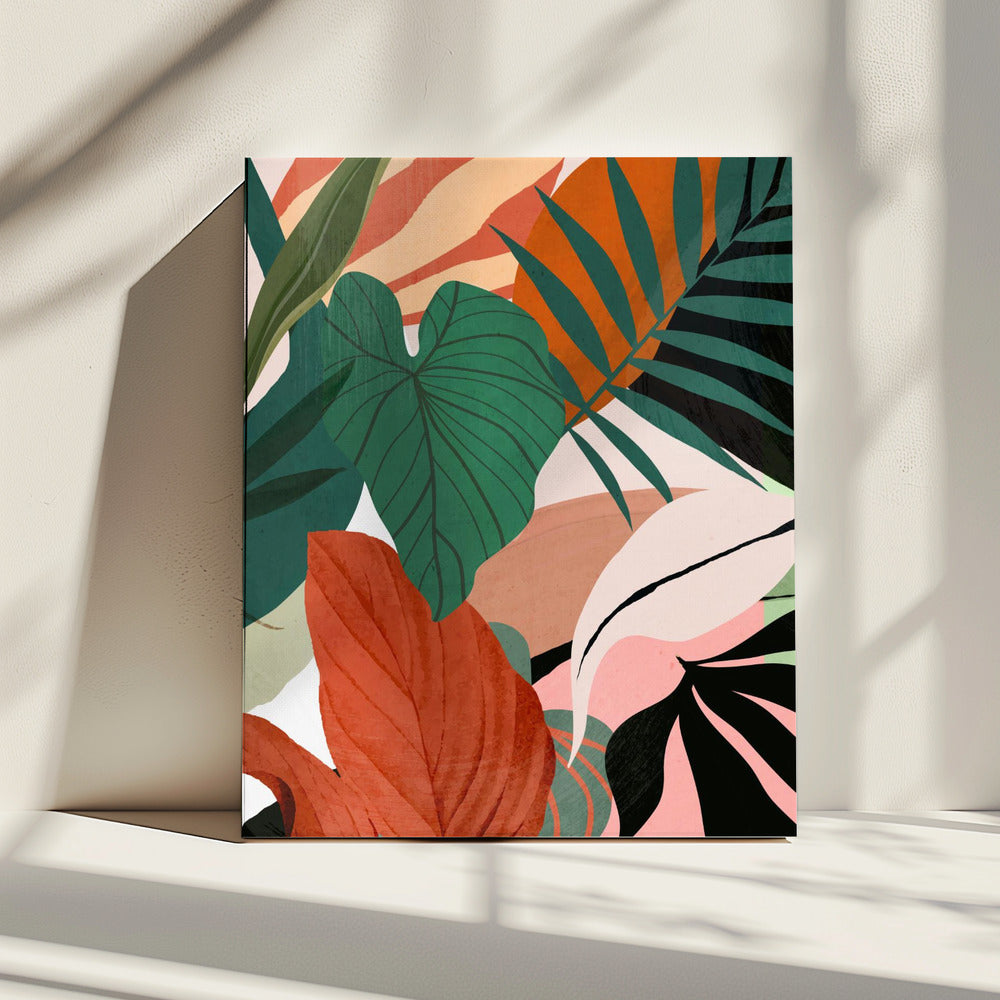 Abstracte kunst tropische bladeren | Canvas