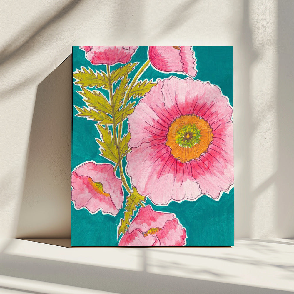 Aquarel bloemen in roze en groen door Alyssa Hamilton Art | Canvas